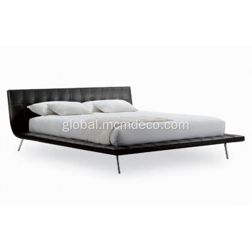 Curved Shape Leather Bed Stainless steel frame Grace leather Onda bed Manufactory